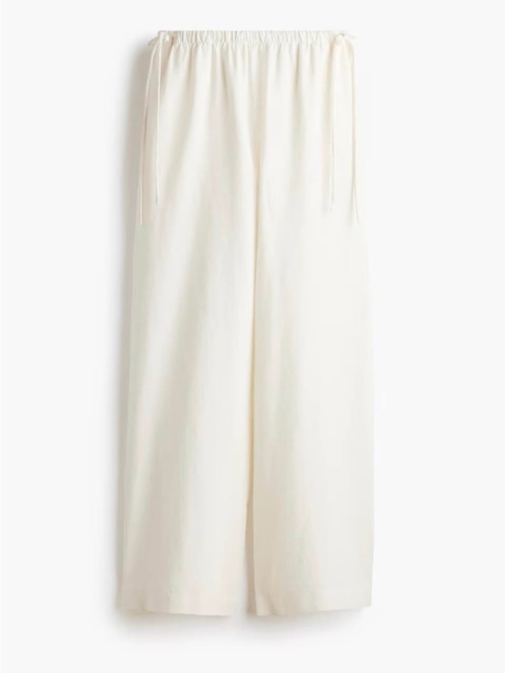 H&M Wide-Leg Drawstring Pants in Cream